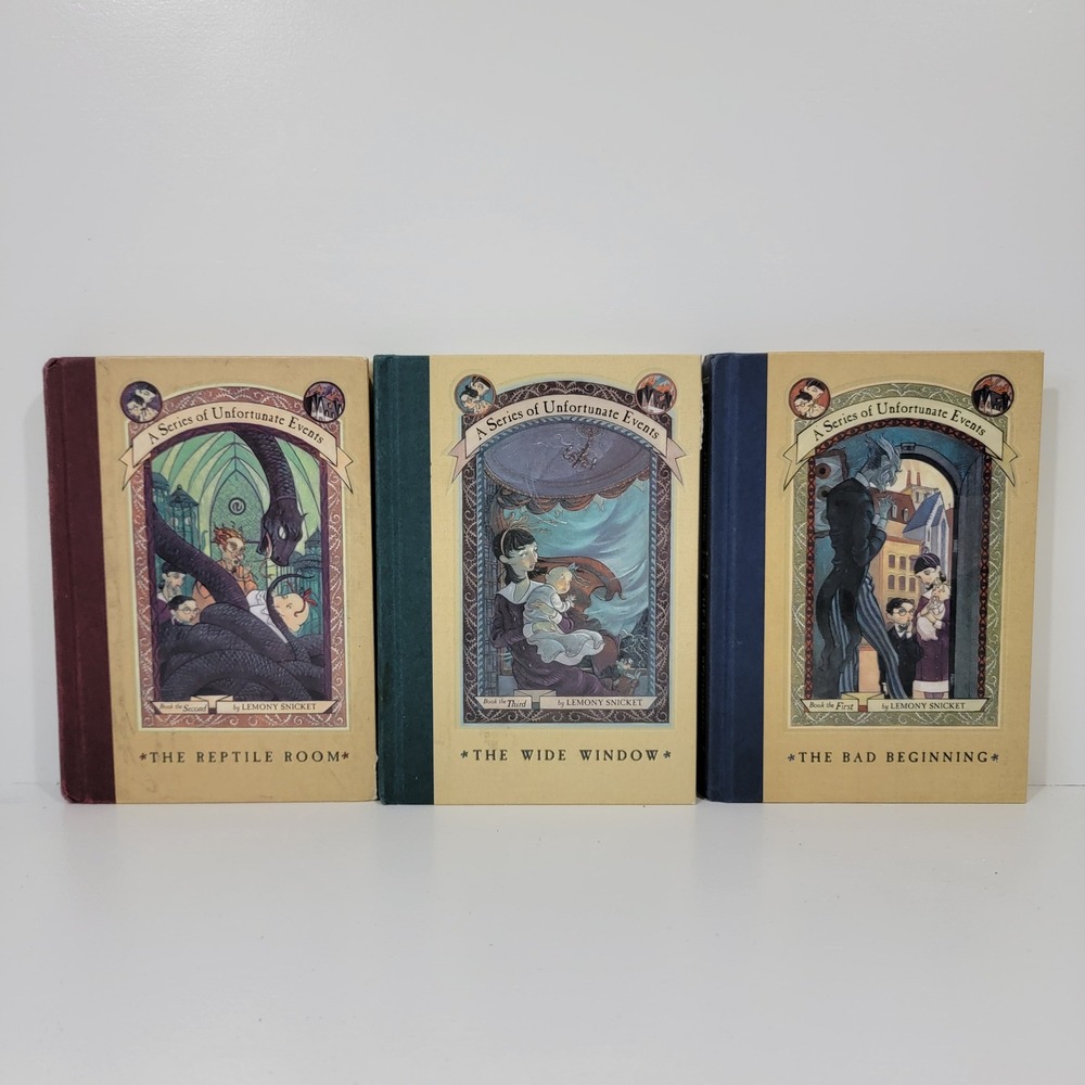 Lemony Snicket A Series of Unfortunate Events Books 1-3 Hardcover Set Lot